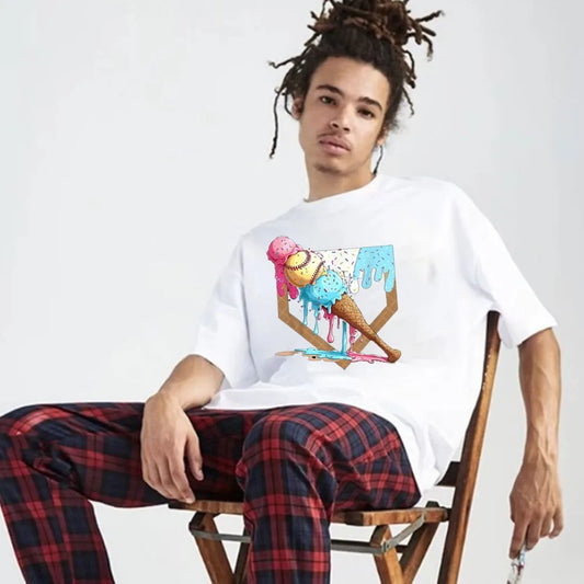 Plate Drip T-Shirt Cotton T-Shirt Funny Casual Fashion Short-sleev Ropa Hombre Tops Tee Summer Clothes for Men Trending Clothes