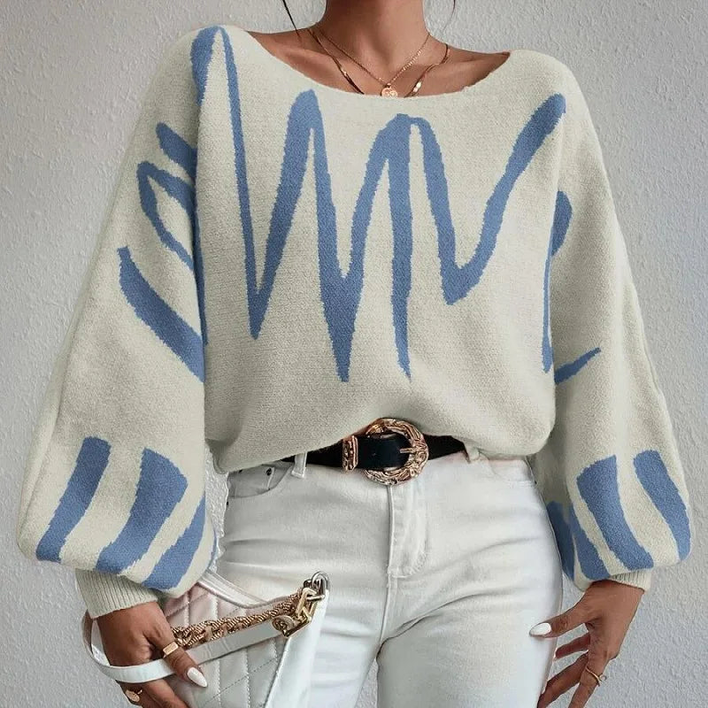 Casual Loose knitting Pullover Women's O Neck Color Blocked T-Shirt Simple Autumn top ropa de mujer sweater commuting clothing
