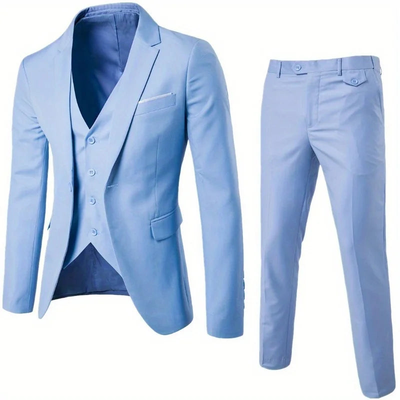 2025 All Season Business Casual Three Piece Suit for Men Groom and Groomsmen Wedding Suit