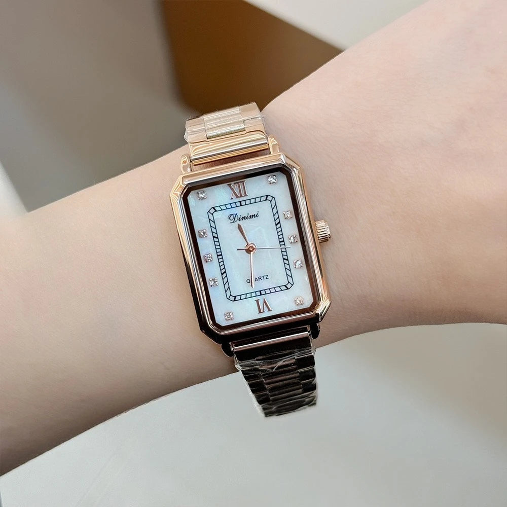Fashion Medieval Women Watch Vintage Square Diamond Steel Belt Quartz Casual Holiday Gift Niche Design