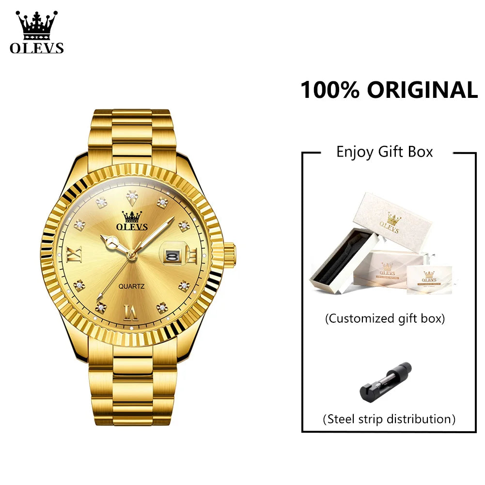 OLEVS 3623 Top Brand Quartz Man Watch Stainless Steel Waterproof Luminous Original Calendar Diamond Scale Fashion Watch For Men