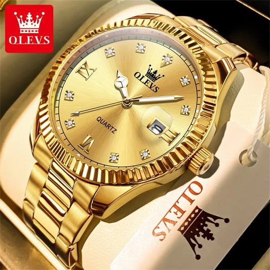 OLEVS 3623 Top Brand Quartz Man Watch Stainless Steel Waterproof Luminous Original Calendar Diamond Scale Fashion Watch For Men