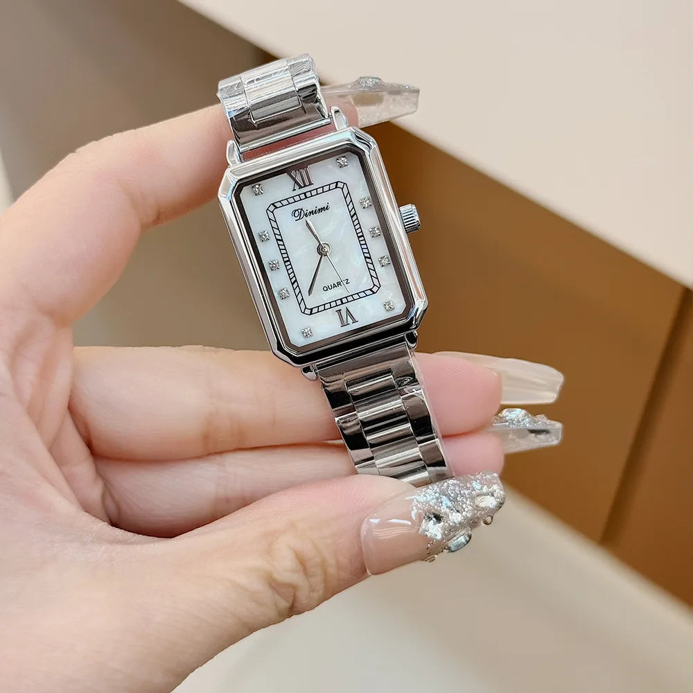 Fashion Medieval Women Watch Vintage Square Diamond Steel Belt Quartz Casual Holiday Gift Niche Design