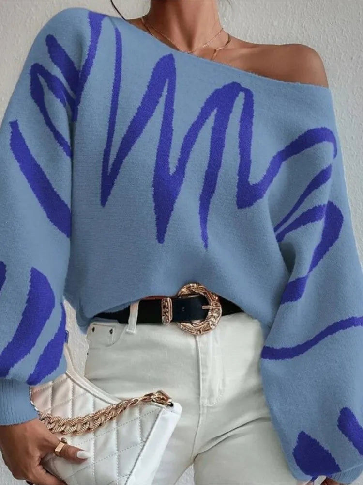 Casual Loose knitting Pullover Women's O Neck Color Blocked T-Shirt Simple Autumn top ropa de mujer sweater commuting clothing