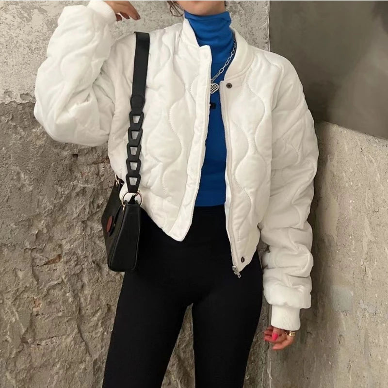 Short Style Parkas Women Long Sleeve Winter Clothes Solid Minimalist Coats for Ladies Ropa Mujer Warm Harajuku High Street Retro