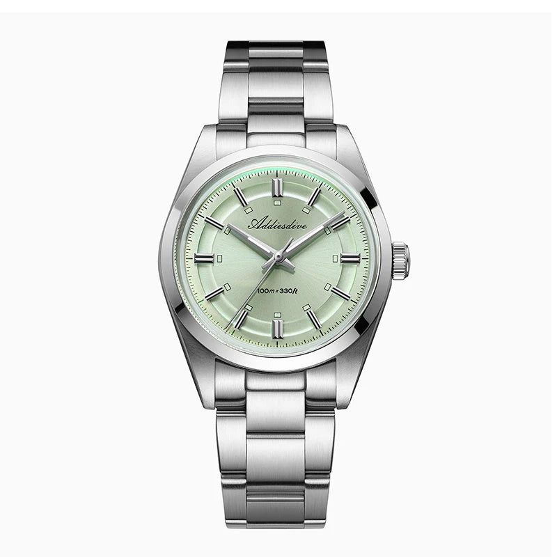 ADDIESDIVE Luxury Quartz Man Watch 36mm Super Luminous Bubble Mirror Glass Waterproof Watches For Man Stainless Steel Watch Male