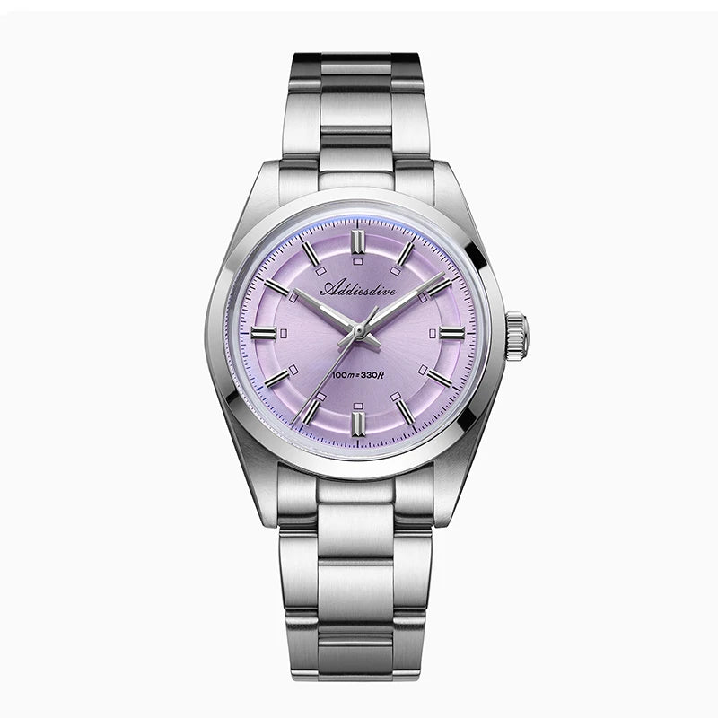 ADDIESDIVE Luxury Quartz Man Watch 36mm Super Luminous Bubble Mirror Glass Waterproof Watches For Man Stainless Steel Watch Male