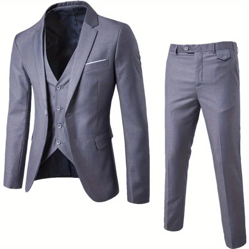 2025 All Season Business Casual Three Piece Suit for Men Groom and Groomsmen Wedding Suit