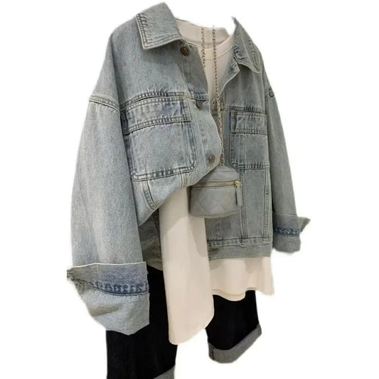 Denim Coat Women Y2k Spring Autumn Cotton Ropa Bow Jeans Vintage Punk Gothic Bomber Jacket Windbreaker Embroidery Jackets Korean