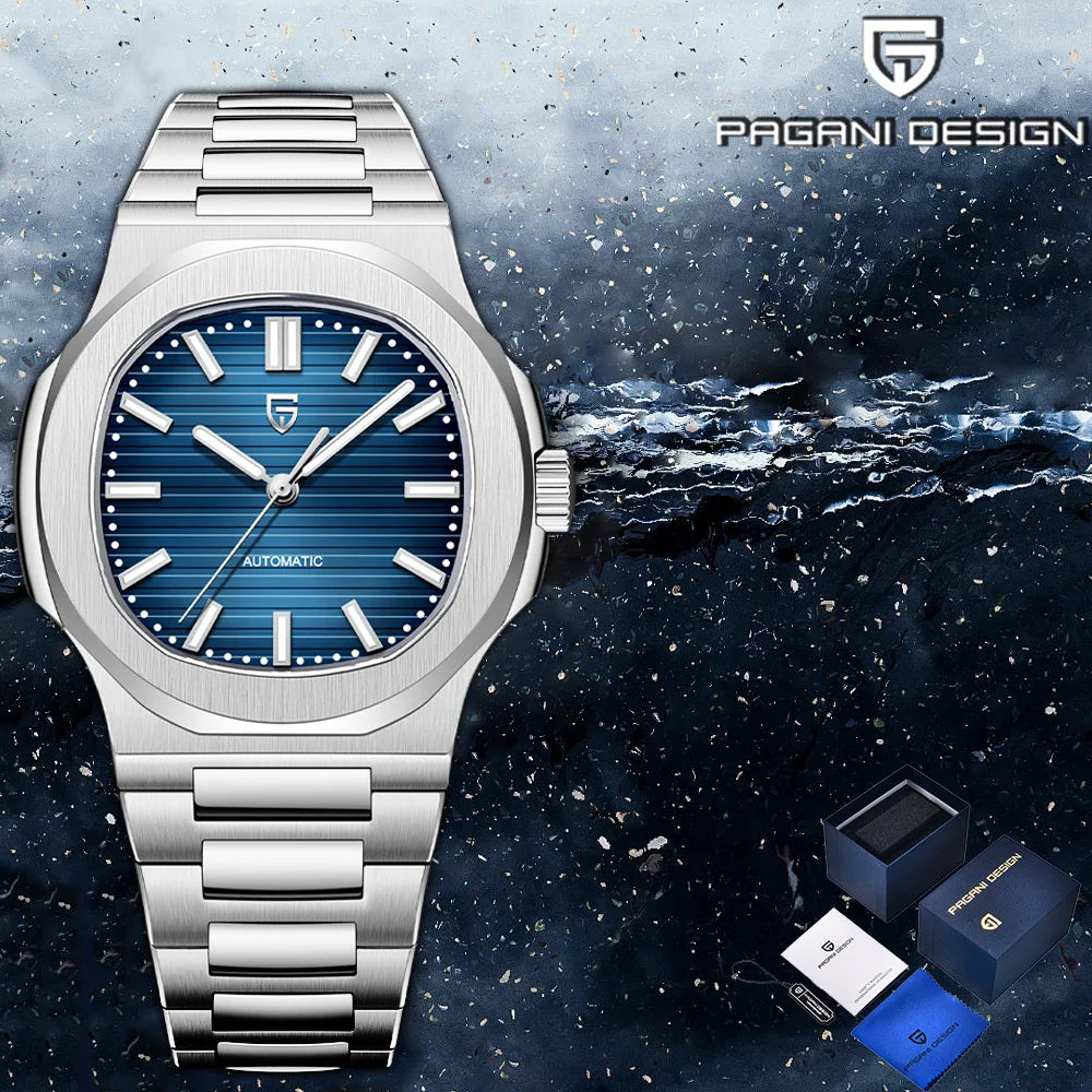 Pagani Design2025square Series Men's Automatic Watches Fashion Mechanical Watches Luxury Sapphire Stainless Steel Men's Gift Box