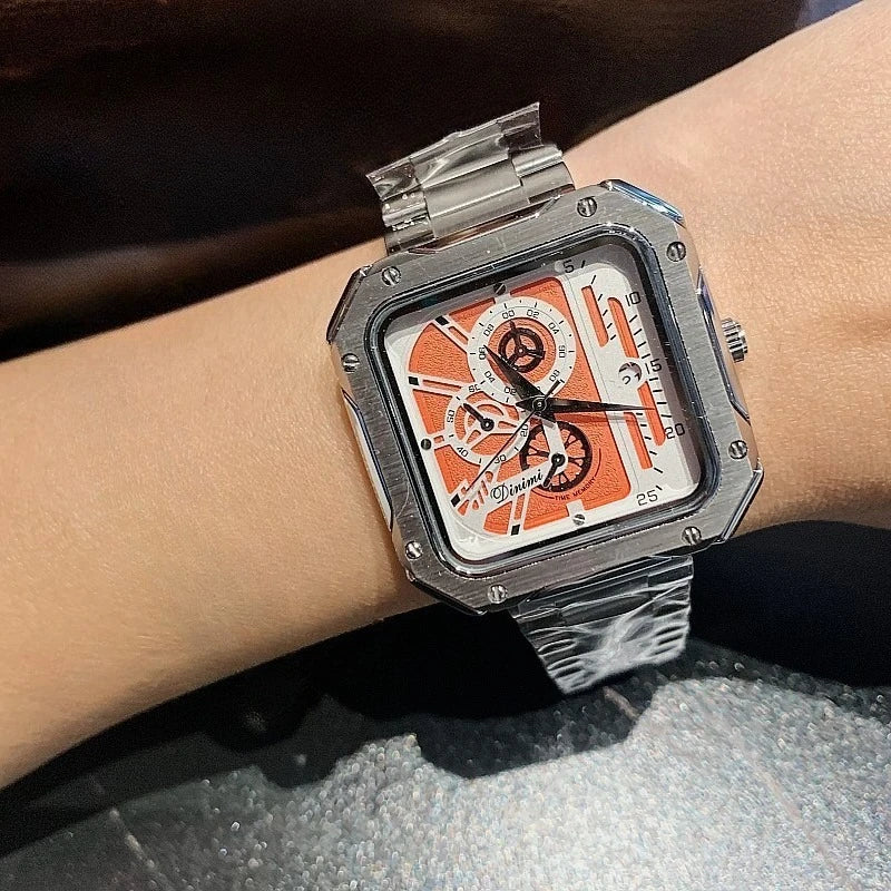 Bold Square Watch for Women Steel Strap Large Dial Mechanical Face Luxury Fashion Accessory Unisex Gift Holiday Birthday Present