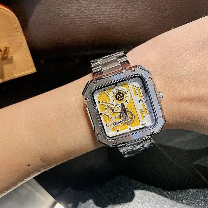Bold Square Watch for Women Steel Strap Large Dial Mechanical Face Luxury Fashion Accessory Unisex Gift Holiday Birthday Present
