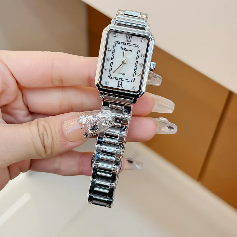 Fashion Medieval Women Watch Vintage Square Diamond Steel Belt Quartz Casual Holiday Gift Niche Design