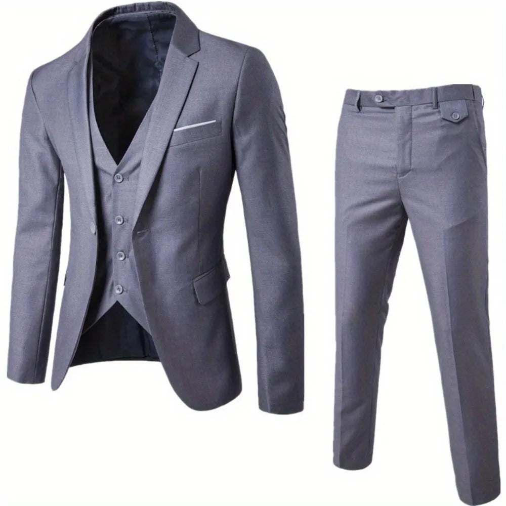2025 All Season Business Casual Three Piece Suit for Men Groom and Groomsmen Wedding Suit