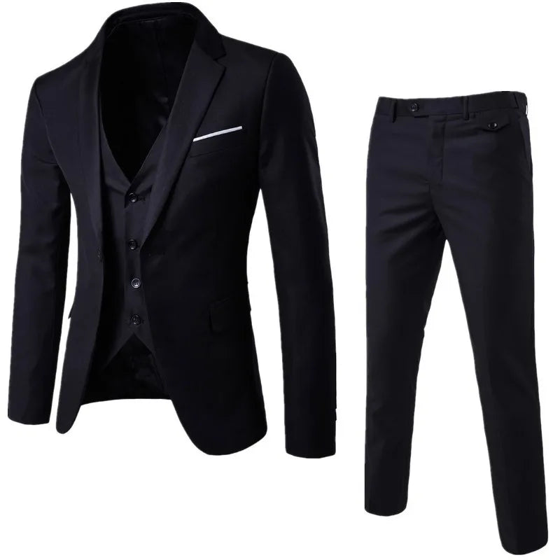 2025 All Season Business Casual Three Piece Suit for Men Groom and Groomsmen Wedding Suit