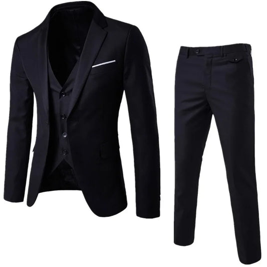 2025 All Season Business Casual Three Piece Suit for Men Groom and Groomsmen Wedding Suit