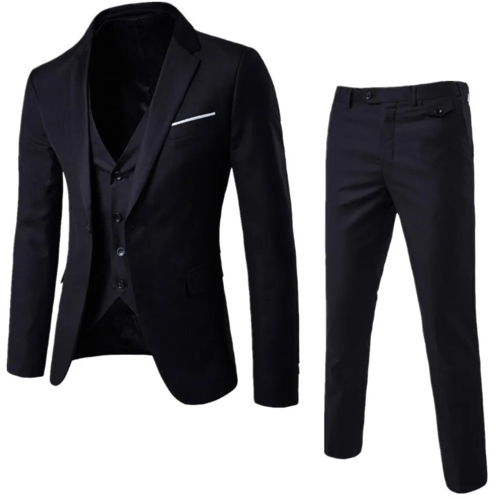 2025 All Season Business Casual Three Piece Suit for Men Groom and Groomsmen Wedding Suit
