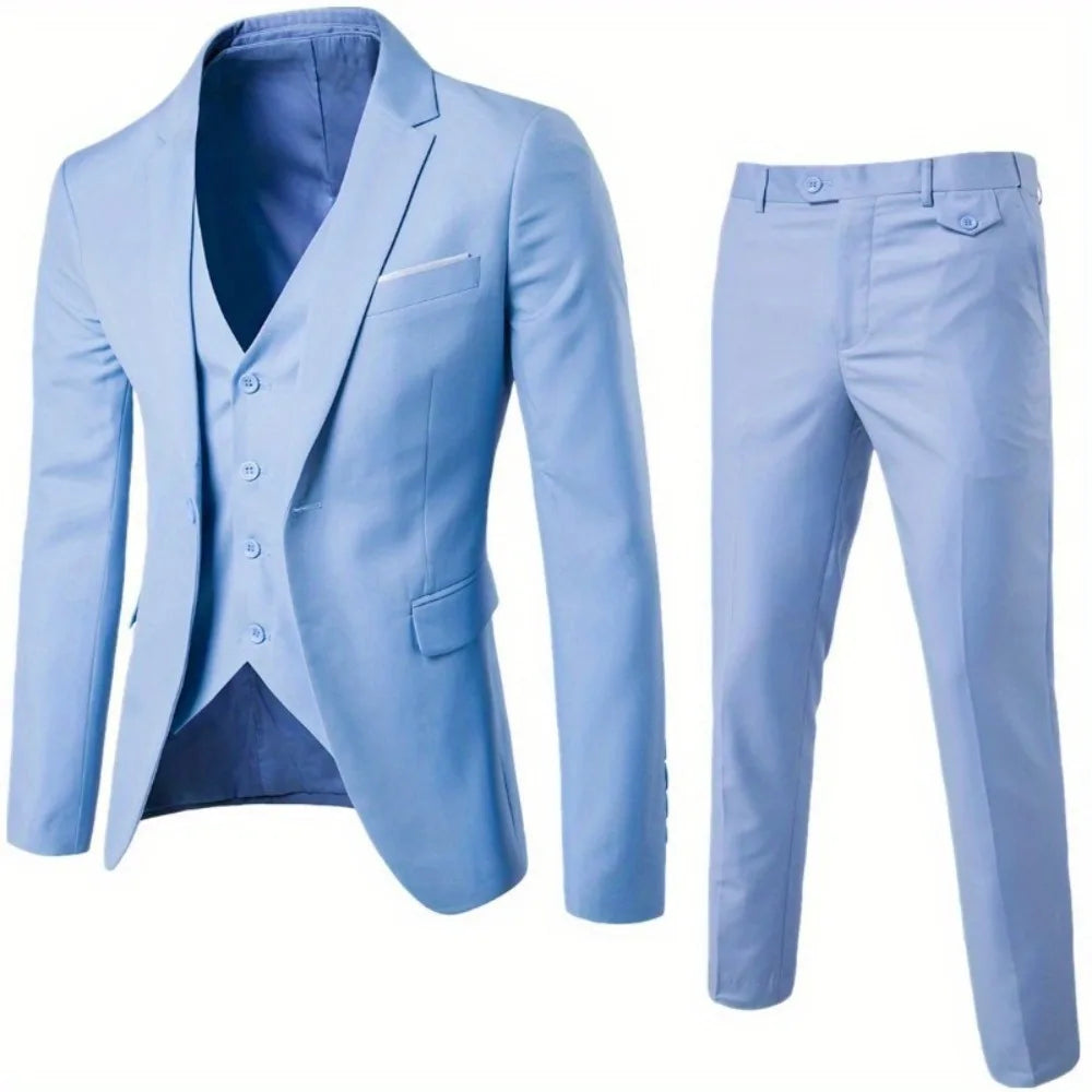 2025 All Season Business Casual Three Piece Suit for Men Groom and Groomsmen Wedding Suit